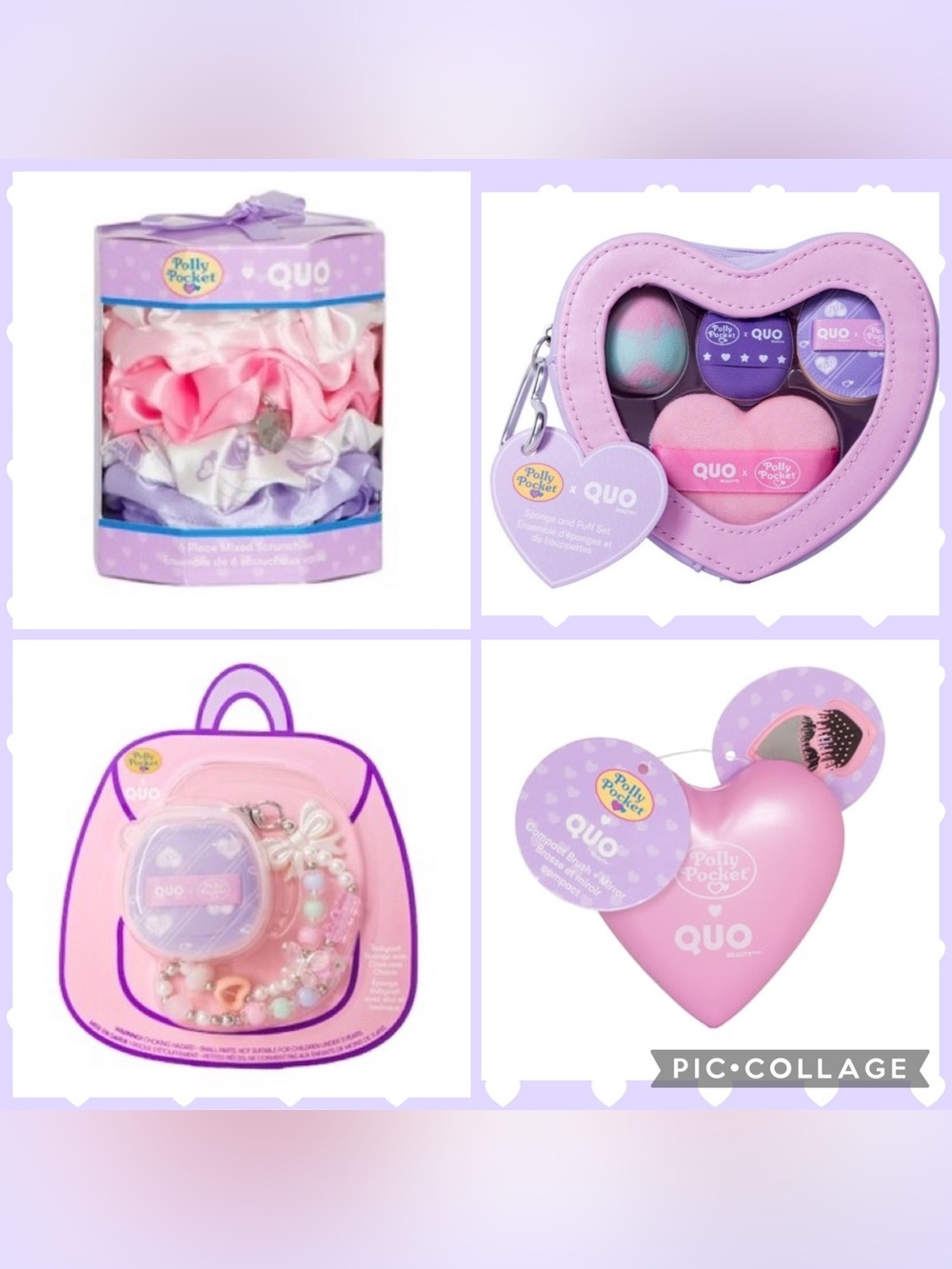 Polly Pocket x Quo Beauty Bundle of Brush/Mirror, Blenders, Scrunchies & Lanyard